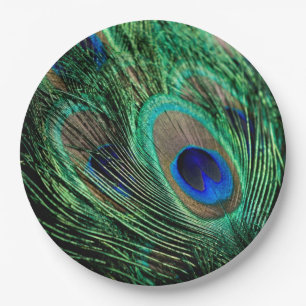 Peacock Feather Lucky Paper Plate