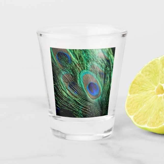 Peacock Feather Lucky Shot Glass (Front)