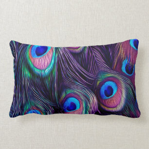 Peacock Feather Lumbar Cushion