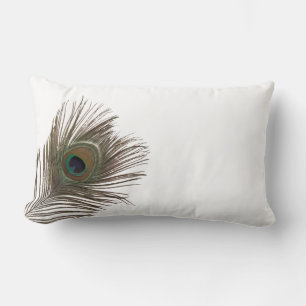 Peacock feather lumbar cushion