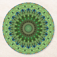Peacock Feather Mandala Emerald and Blue Symmetry