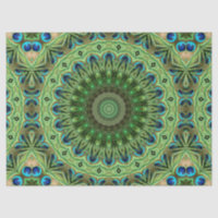 Peacock Feather Mandala Emerald and Blue Symmetry