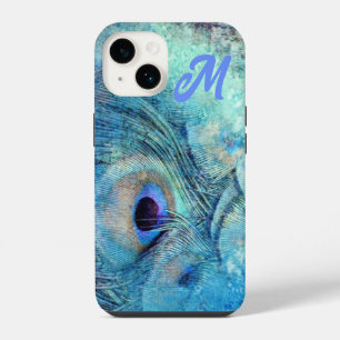 Peacock feather marble blue purple teal iPhone 14 case