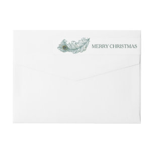 Peacock Feather Merry Christmas Wraparound Labels