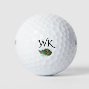 Peacock Feather Monogram Golf Balls