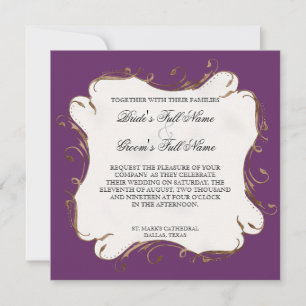 Peacock Feather n Swirls - Wedding Invitation