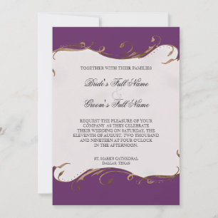 Peacock Feather n Swirls - Wedding Invitation