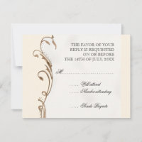 Peacock Feather n Swirls - Wedding Invitation