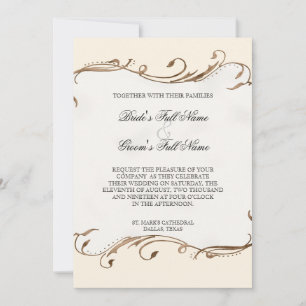 Peacock Feather n Swirls - Wedding Invitation