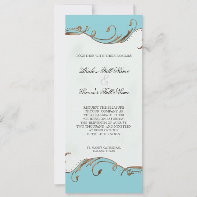 Peacock Feather n Swirls - Wedding Invitation (Front)
