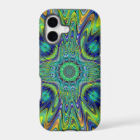 Peacock Feather Neon Fractal Funky Designer Art