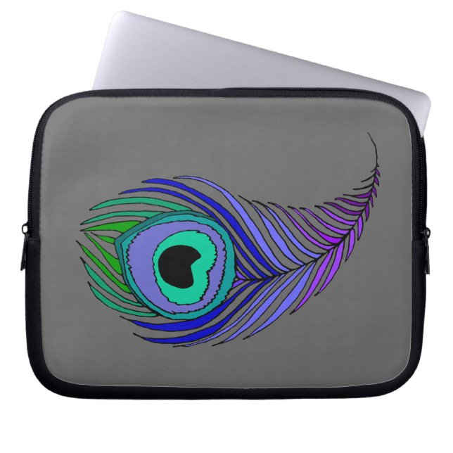 Peacock Feather Neoprene Laptop Sleeve 10" (Front)