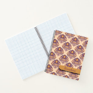 Peacock Feather Notebook Art Deco Feather Pattern