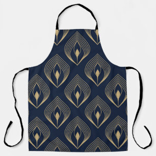 Peacock feather ombre pattern ditzy floral motif.  apron