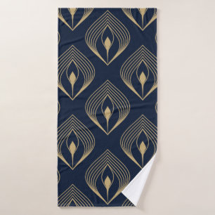 Peacock feather ombre pattern ditzy floral motif.  bath towel