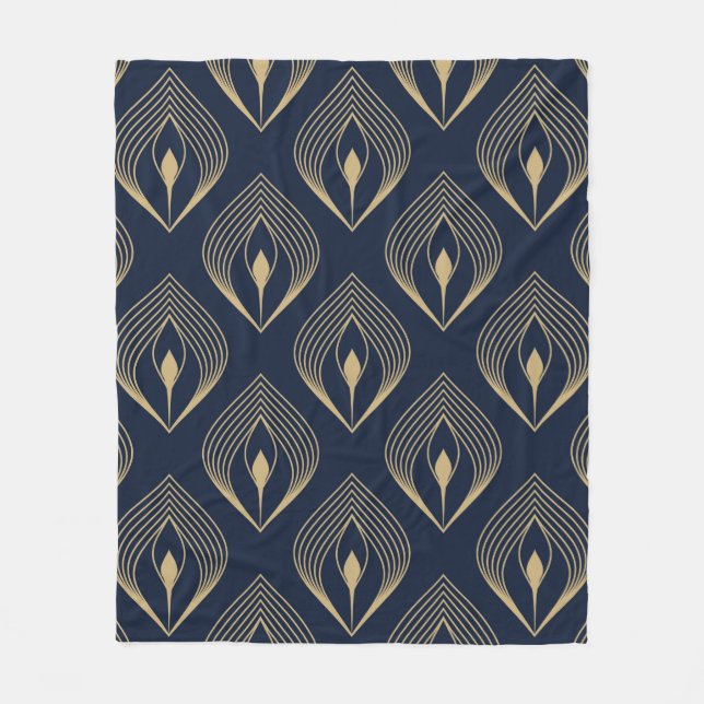 Peacock feather ombre pattern ditzy floral motif.  fleece blanket (Front)