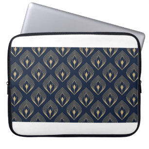 Peacock feather ombre pattern ditzy floral motif. laptop sleeve