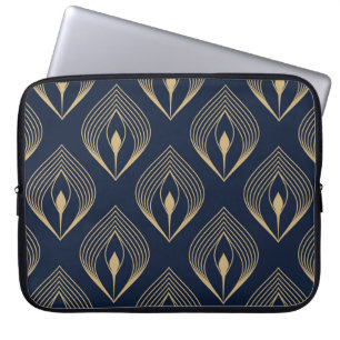 Peacock feather ombre pattern ditzy floral motif. laptop sleeve