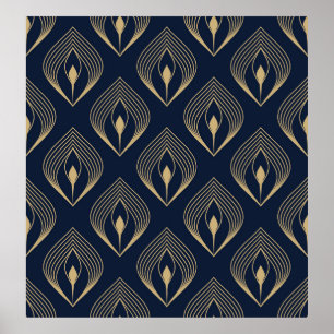 Peacock feather ombre pattern ditzy floral motif. poster