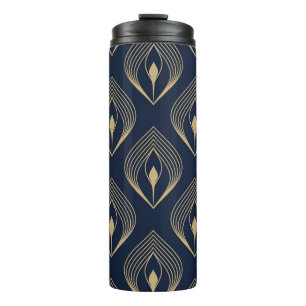 Peacock feather ombre pattern ditzy floral motif. thermal tumbler