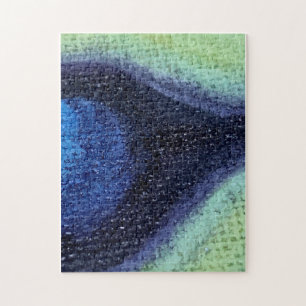 Peacock Feather on Canvas Jigsaw Puzzle