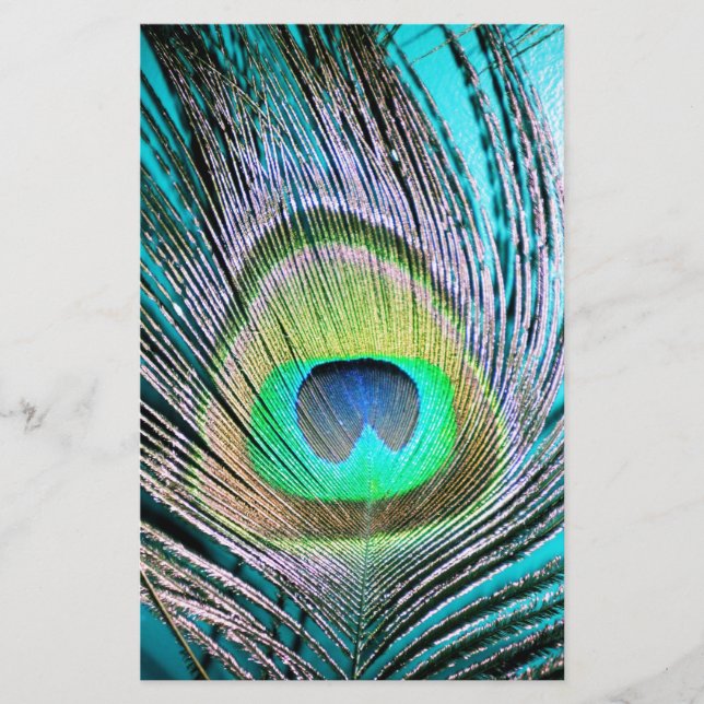 Peacock Feather on Turquoise (Front)