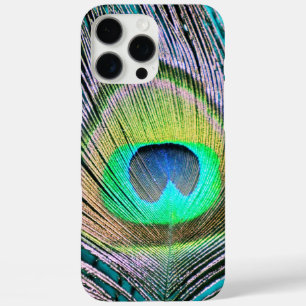 Peacock Feather on Turquoise iPhone 16 Pro Max Case