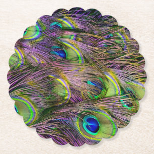 Peacock Feather Paper Coaster