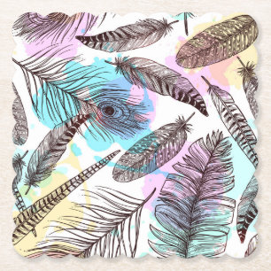 Peacock Feather Paper Coaster