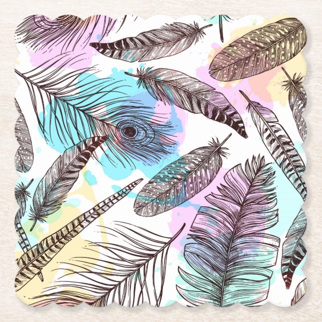 Peacock Feather Paper Coaster (Front)