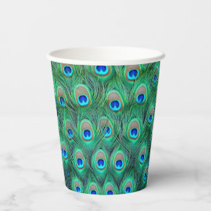 Peacock Feather Paper Cups