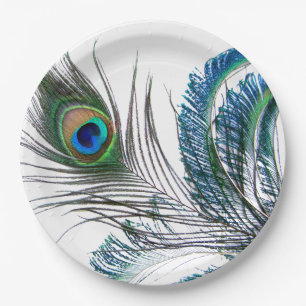 Peacock Feather Paper Plate