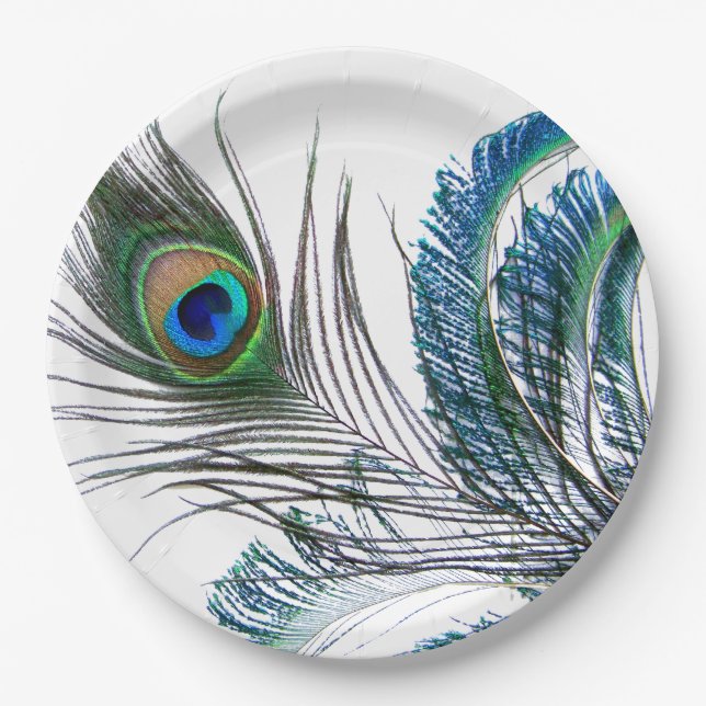 Peacock Feather Paper Plate (Front)