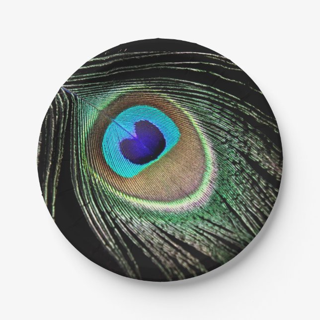 Peacock Feather Paper Plate (Front)