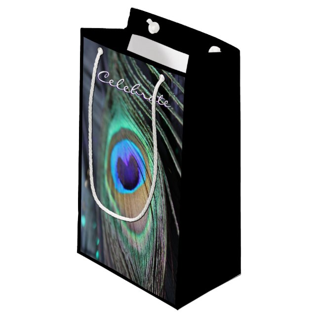 Peacock Feather Party Favour Unique Tote Gift Bags (Front Angled)