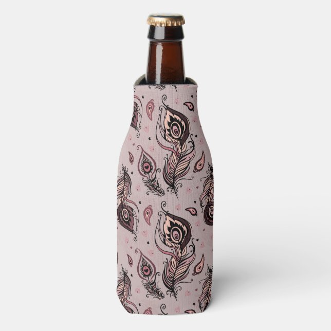 Peacock feather pattern bottle cooler (Bottle Front)