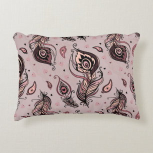 Peacock feather pattern decorative cushion