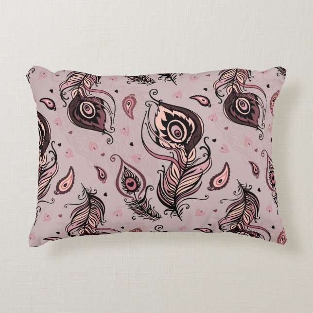 Peacock feather pattern decorative cushion (Front)