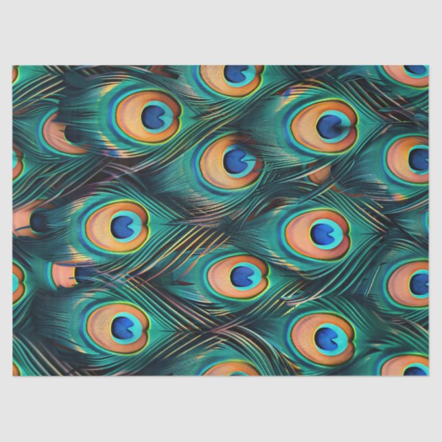 Peacock Feather Pattern Decoupage Tissue Paper (Front)