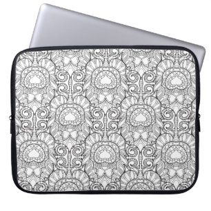 Peacock Feather Pattern Doodle Laptop Sleeve