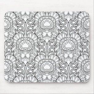 Peacock Feather Pattern Doodle Mouse Mat