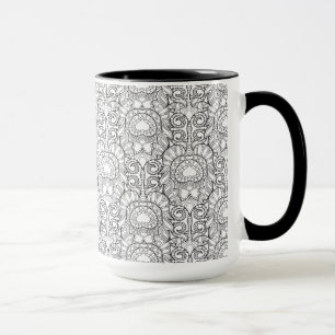 Peacock Feather Pattern Doodle Mug