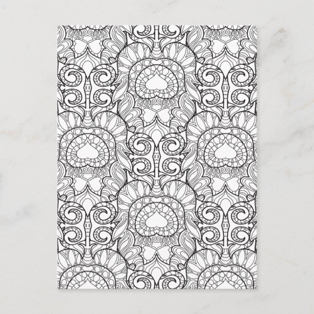 Peacock Feather Pattern Doodle Postcard (Front)