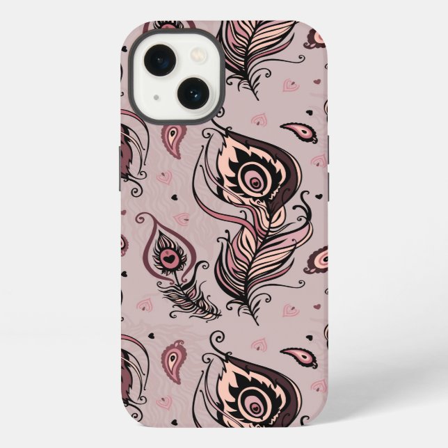 Peacock feather pattern iPhone case (Back)