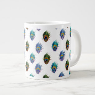 Peacock feather pattern large coffee mug