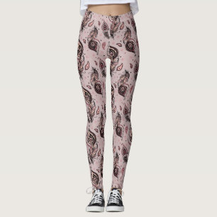Peacock feather pattern leggings