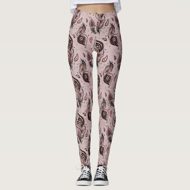 Peacock feather pattern leggings (Front)