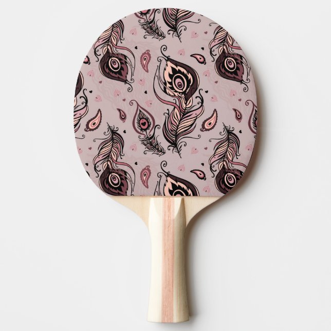 Peacock feather pattern ping pong paddle (Front)