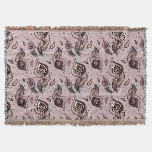 Peacock feather pattern throw blanket