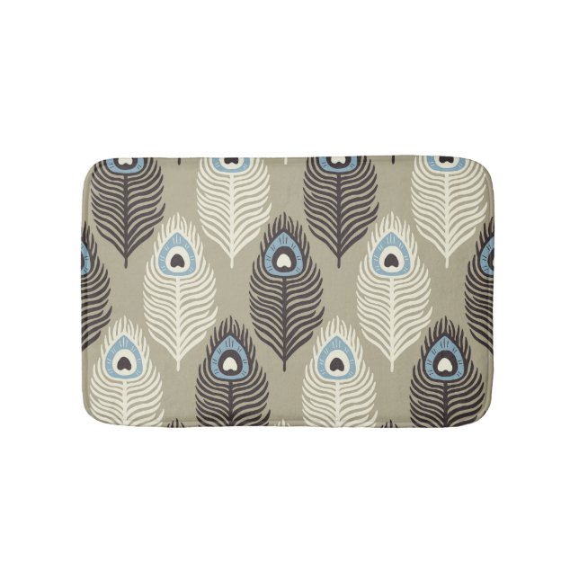 Peacock feather pattern, vintage style. bath mat (Front)